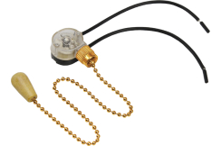 Выключатель REXANT для настенного светильника c проводом и деревянным наконечником золотой 06-0243-A